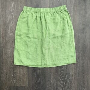 Becasa 100% Linen Skirt Sz Small Green NWT Resort Coastal Country Club Preppy